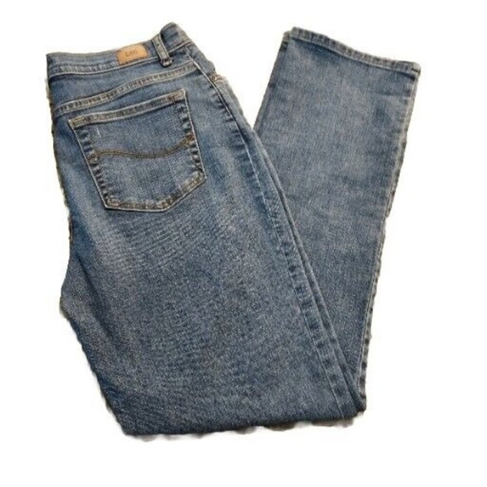Ladies Lee Relaxed Fit Straight Leg Stretchy Size 8 Medium